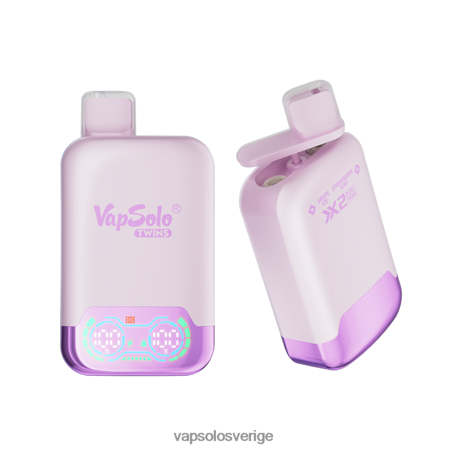 VapSolo Nikotin - VapSolo TWINS engångsvape R2L4XB28 druvis & jordgubbskiwi